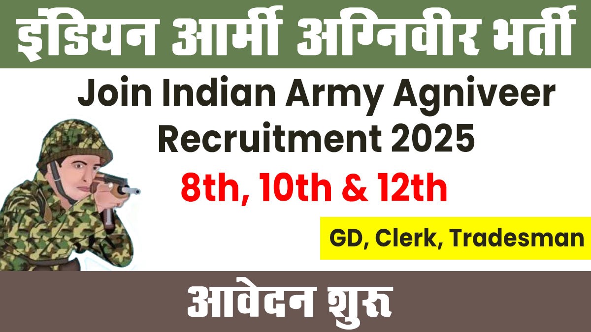 Indian Army Agniveer Recruitment 2025: भारतीय सेना अग्निवीर में भर्ती के लिए अधिसूचना जारी