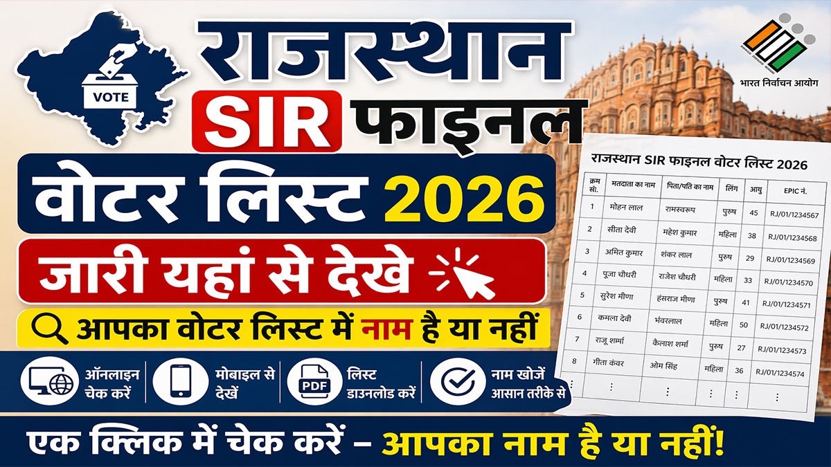 Rajasthan SIR Final Voter List 2026 जारी, यहां से नाम चेक करें