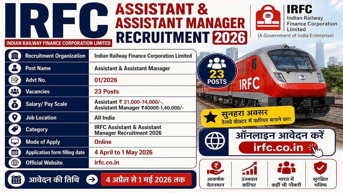 IRFCL Recruitment 2026: 23 पदों पर भर्ती, आवेदन शुरू