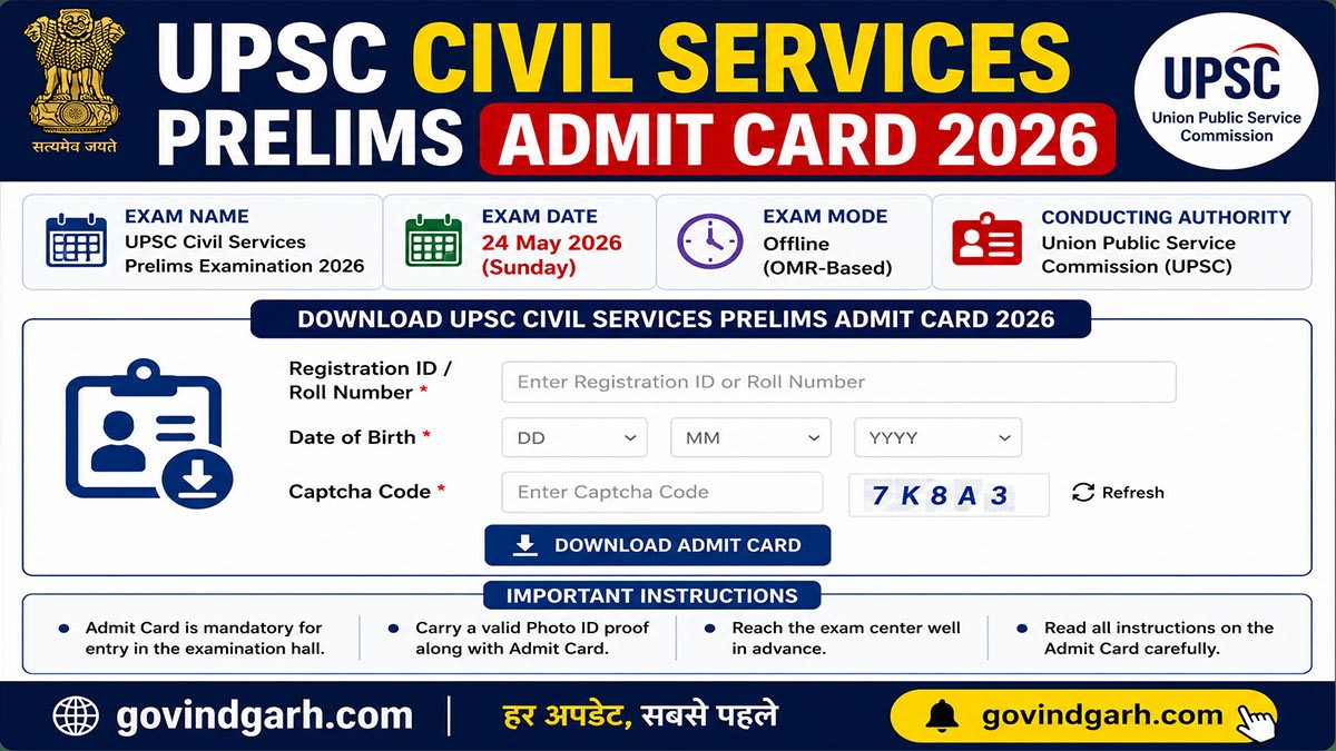 UPSC Civil Services Prelims Admit Card 2026 Released