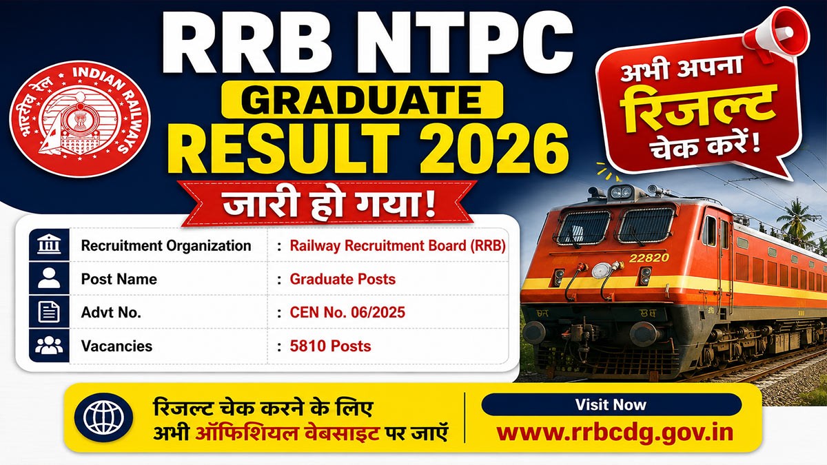 RRB NTPC Graduate Result 2026 Released, CBT 1 Result PDF & Cut Off