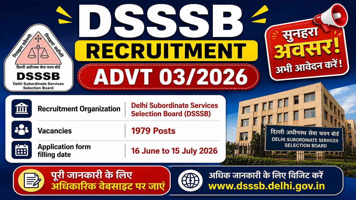DSSSB Recruitment 2026 Notification Out for 1979 Posts, Apply Online