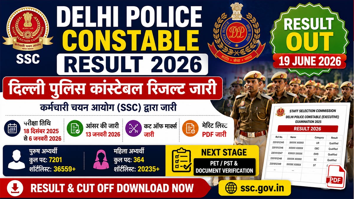 Delhi Police Constable Result 2026 Released, Cut Off & Merit List