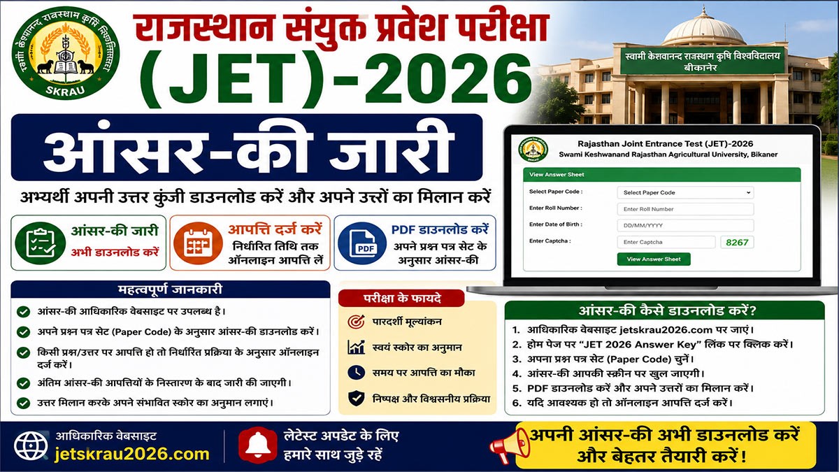 Rajasthan JET Answer Key 2026 Out, Download Official Answer Key PDF