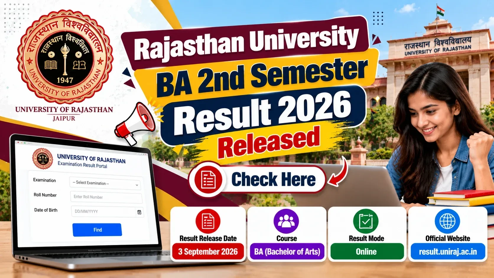 Rajasthan University BA 2nd Semester Result 2026 Released, Check Here