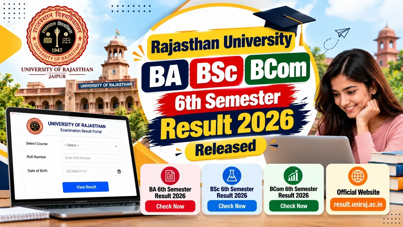 Rajasthan University BA BSc BCom 6th Semester Result 2026 Released, Check Here