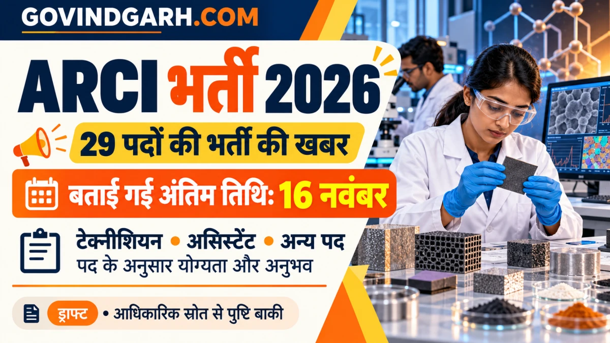 ARCI Recruitment 2026: 29 पदों की खबर, पुष्टि की स्थिति