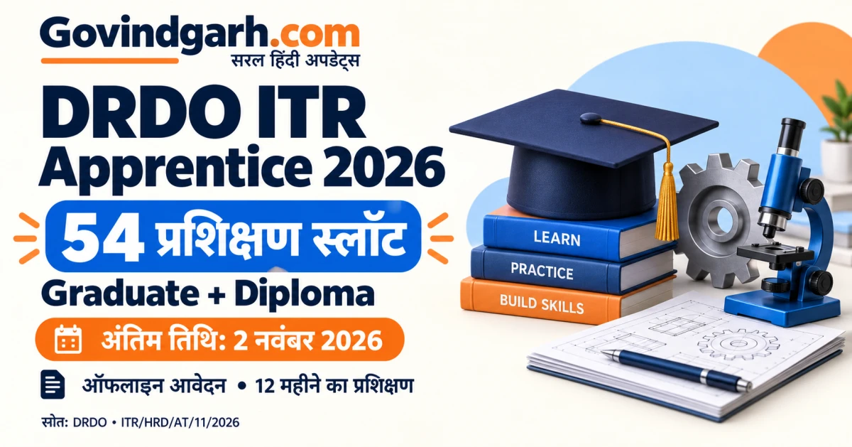 DRDO ITR Apprentice Recruitment 2026: 54 स्लॉट, ऑफलाइन आवेदन