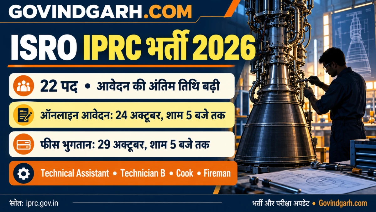 ISRO IPRC Recruitment 2026: 22 पद, अंतिम तिथि बढ़ी