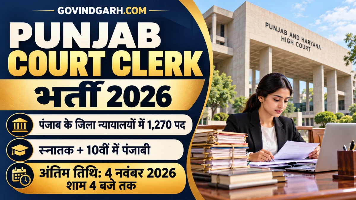 Punjab Court Clerk Recruitment 2026: 1270 पद, आवेदन 4 Nov तक