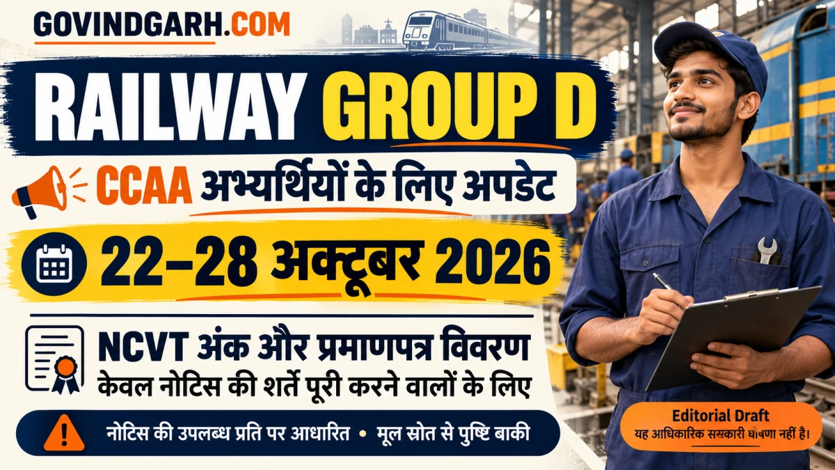 Railway Group D CCAA Modification 2026: NCVT अंक अपडेट