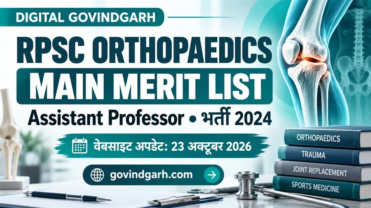 RPSC Orthopaedics Result 2026: Merit List और Final Key