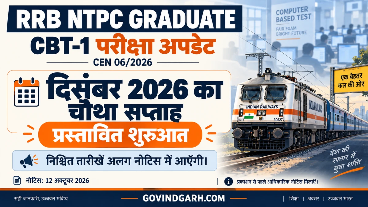 RRB NTPC Graduate Exam Date 2026 दिसंबर में CBT-1 प्रस्तावित