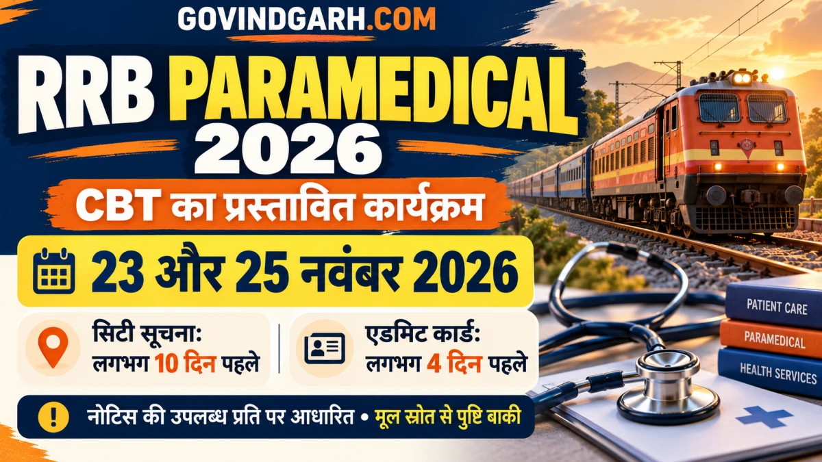 RRB Paramedical Exam Date 2026: प्रस्तावित CBT कार्यक्रम