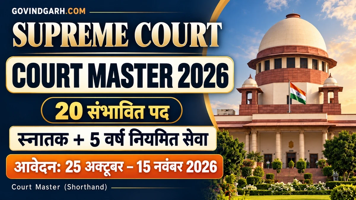 Supreme Court Court Master Recruitment 2026: 20 पद, आवेदन शुरू कब?