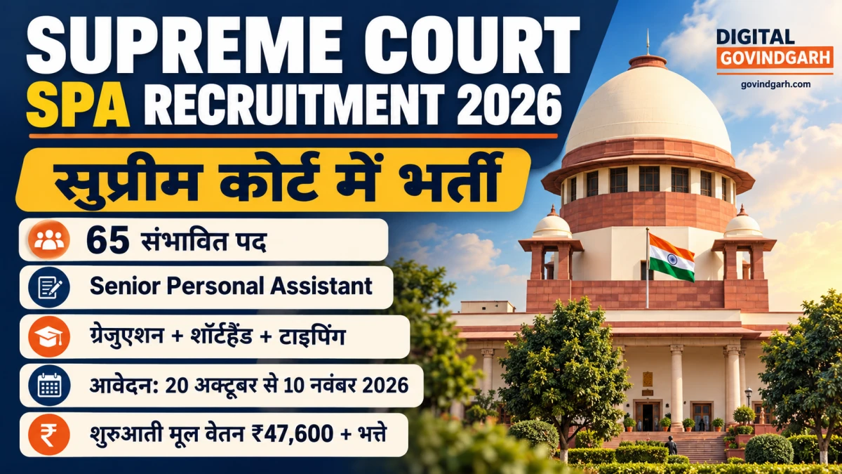 Supreme Court SPA Recruitment 2026: 65 पद, आवेदन की जानकारी