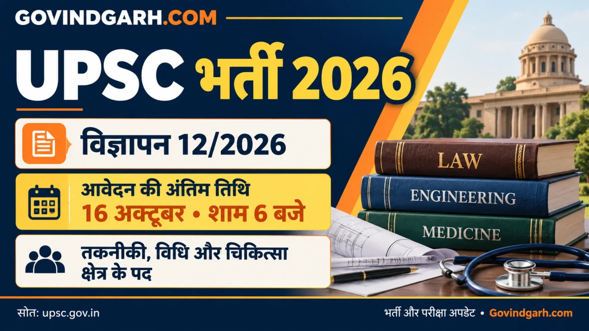 UPSC Recruitment 2026: 13 पद, 16 अक्टूबर तक आवेदन